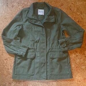 Madewell Army Green Utility Jacket With Full Frint Zip & Snaps Size XXS